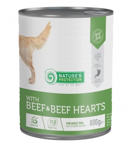 Nature's Protection Beef and Beef Hearts говядина и говяжье сердце Беззерновой влажный корм  для взрослых собак 800 g