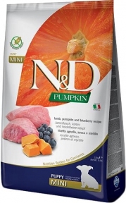 Farmina N&D Pumpkin Grain Free Puppy Mini Lamb & Blueberry Фарміна Беззерновий сухий корм з ягнятком, гарбузом та чорницею для цуценят дрібних порід