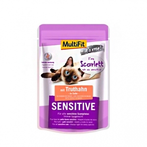 MultiFit Sensetive Влажный корм для кошек с индейкой в соусе, 85 г