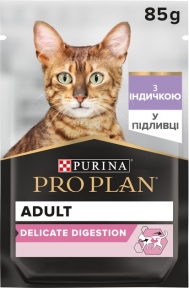 АКЦИЯ Purina Pro Plan Delicate Digestion влажный корм для кошек с чувствительным пищеварением с индейкой 85 г 5 шт