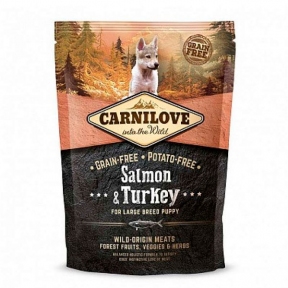 Carnilove Salmon&Turkey for Large Breed Puppy Беззерновой корм для щенков крупных пород с лососем и индейкой, 1,5 кг