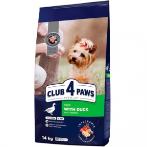 Club 4 paws (Клуб 4 лапы) Adult Small Breeds Duck Сухой корм для собак малых пород с уткой, 14 кг