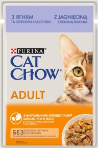 АКЦІЯ CAT CHOW Adult ніжні шматочки в желе з ягнятком та зеленою квасолею вологий корм для кішок 85 г