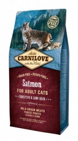 Carnilove Salmon for Adult Cats Sensitive&Long-Hair Сухой корм для котов с длиной шерстью с лососем