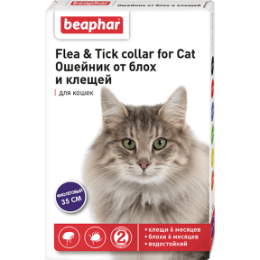 Beaphar ошейник от блох и клещей для кошек 37 см фиолетовый