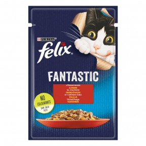 АКЦІЯ Felix Fantastic вологий корм з яловичиною в желі для котів 85 гр