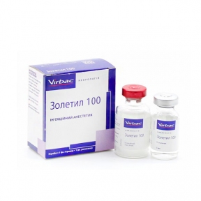Золетил-100 препарат для общей анестезии кошек и собак 5 мл, Вирбак