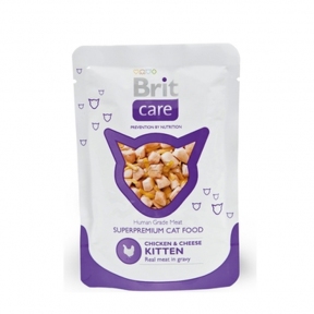 Brit Care Cat pouch консерва для котят с курицей и сыром 80г