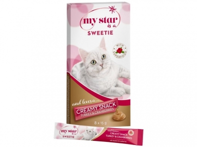 My Star Creamy Sweetie стики для кошек клюква и индейка 8*15 гр