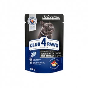 Club 4 paws (Клуб 4 лапы) для собак малых пород Премиум утка с индейкой в соусе 85г