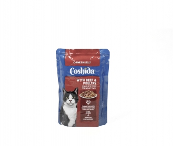 Пауч Coshida в желе з яловичиною та птицею, 100 г