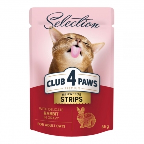 Клуб 4 лапы консерва для котов премиум полоски с кроликом в соусе 8087