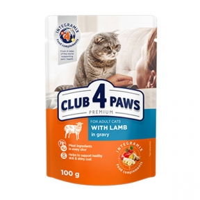 Club 4 paws (Клуб 4 лапы) влажный корм для котов Премиум ягнёнок в соусе 100г