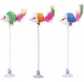 Миша на присосці з брязкальцем і пером, 5 см/ 24 см