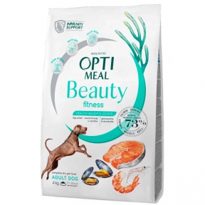 Акція 1+1! OptiMeal Beauty Fitness Fitness Adult Dog Сухий корм для підтримання оптимальної ваги собак з морепродуктами, 4 кг