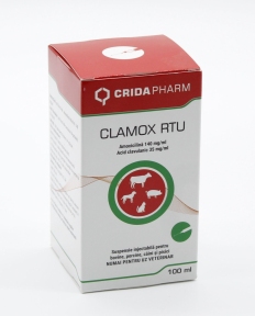 нʼєкційний антибіотик Clamox RTU (амоксицилін + клавуланова кислота) для тварин, 100 мл