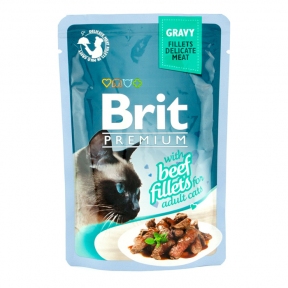 Brit Premium Cat pouch влажный корм для котов филе говядины в соусе