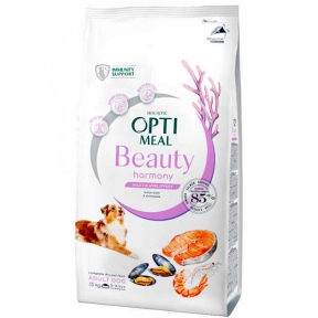 Акция 1+1! OptiMeal Beauty Harmony Adult Dog Сухой корм для собак с мягким успокоительным эффектом с морепродуктами, 4 кг