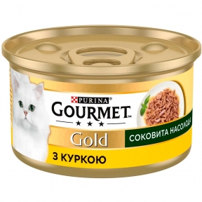 АКЦИЯ Gourmet Gold Сочное наслаждение влажный корм с курицей для кошек 85 гр