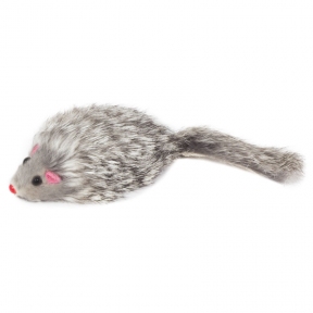 Мышь натуральная серая с погремушкой 6 см М003NG