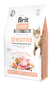 Brit Care Cat Grain-Free Sensitive Беззерновой корм для кошек с чувствительным пищеварением с индейкой и лососем