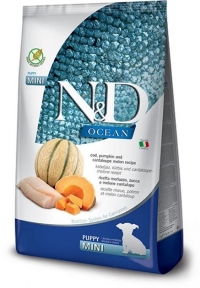 Сухой корм Фарма N&D Grain Free Ocean Cod, Pumpkin & Cantaloupe Melon Puppy Mini Беззерновой для щенков мелких пород, с треской, тыквой и дыней 800 гр.