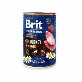 Brit Premium by Nature Без зерновой влажный корм для щенков и молодых собак с индюшатиной и индюшиной печенью, 400 г