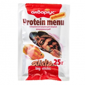 Protein menu Аквариус сухой корм для крупных рыб (палочки)