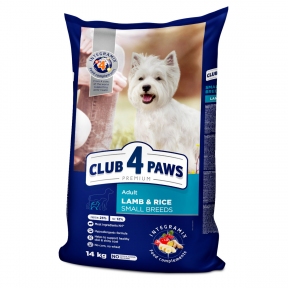 Club 4 paws (Клуб 4 лапи) PREMIUM для собак дрібних порід з ягням і рисом