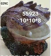 Декор для аквариума Ракушка с жемчугом на камне 10*10*8 см 029C