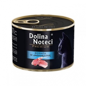 Dolina Noteci Premium Cat консерва для котів 185гр м'ясні шматочки з ягням в соусі