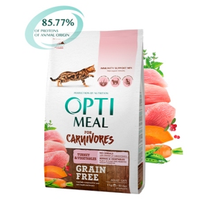 Optimeal сухой корм для взрослых кошек с индейкой и овощами