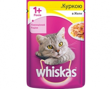 Whiskas для кошек влажный корм с курицей в желе