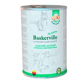 Baskerville консерва для котов Телятина и лосось с пастернаком и кресс-салатом 400г