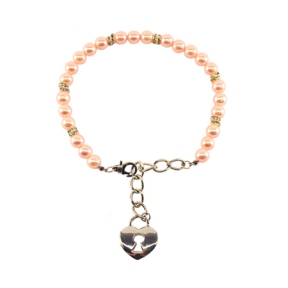 Ожерелье Счастливый замок розовый жемчуг+стразы 30см