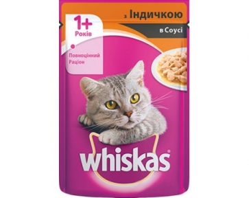 Whiskas для кошек влажный корм с индейкой в соусе