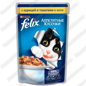 Felix влажный корм для котов с курицей и томатами в желе 85г