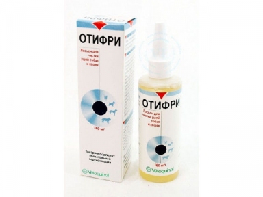 Отифри (Otifree) 60 мл лосьон для чистки ушей для собак и кошек, Ветокинол