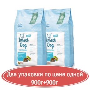 Green Petfood Insect dog - вегетарианский корм для собак с мясом насекомых 900г+900г