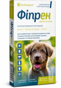 Фипрен спот-он для собак 4 пипетки (фипронил), Бровафарма