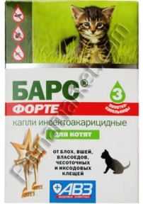 Барс Форте АВЗ капли от блох и клещей для котят