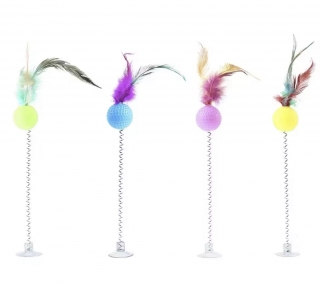 Мяч на Присоске пластиковый с перьями 4 см. Мяч на Присоске пластиковый с перьями 4 см.