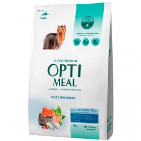 Акція -30%! OptiMeal Complete Dry Pet Food High in Salmon Сухий корм для собак малих порід із високим вмістом лосося, 4 кг