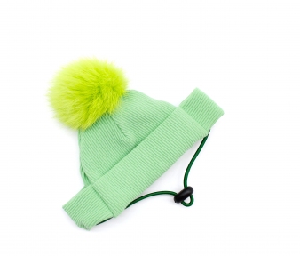 Шапка с помпоном трикотаж мятная, М