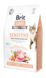 Brit Care Cat Sensitive Healthy Digestion & Delicate Taste 2кг + ласощі для котів Brit Care Cat -  Корм для кішок з нирковою недостатністю -    