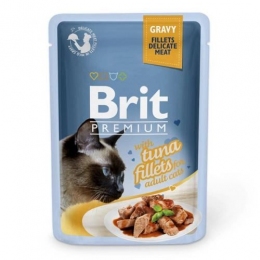 Brit Premium Cat pouch Влажный корм для кошек - филе тунца в желе 85г -  Консервы Brit Care (Брит Кеа) для котов 