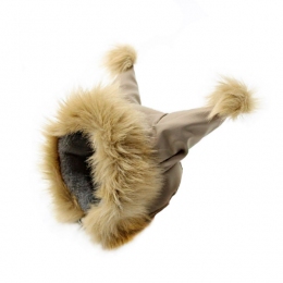 Шапка с ушками бежевая плащевка - Одежда для собак