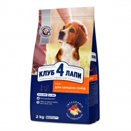 Club 4 paws (Клуб 4 лапы) PREMIUM сухой корм для собак средних пород -  Премиум корм для собак 