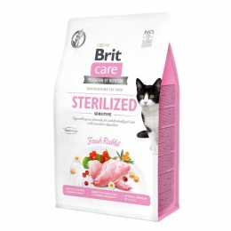 Brit Care Cat Grain-Free Sterilized Sensitive 2 кг+лакомство для котов и кошек -  Корм для кошек с почечной недостаточностью Brit   