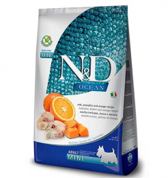 Сухой корм Farmina N&D Grain Free OCEAN COD, PUMPKIN & ORANGE ADULT MINI для собак мелких пород с треской и апельсином, 800 г -  Корм для собак Фармина (Farmina) 